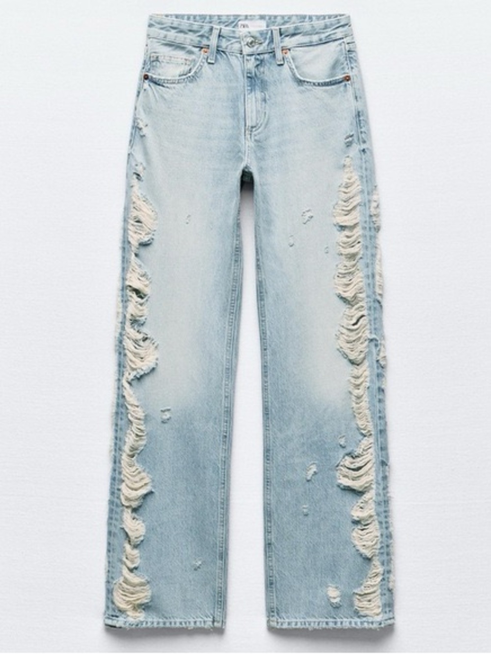 Zara jeans Zara Trf Midrise Wide Leg Ripped Jeans